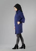 Tesettür giyim LACİVERT TRUVAKAR KOL DÜĞMELİ TRENÇKOT 9265