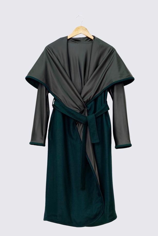 Vêtements hijab  LEATHER DETAIL BELTED COAT 9313 - TRENDTESETTÜR