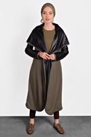 Tesettür giyim VİZON DERİ DETAYLI KUŞAKLI KABAN 9313