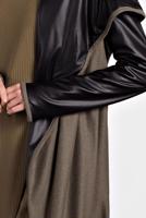 Tesettür giyim VİZON DERİ DETAYLI KUŞAKLI KABAN 9313