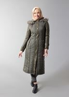 Tesettür giyim HAKİ KAPÜŞONLU ŞİŞME KABAN 9361