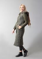 Tesettür giyim HAKİ KAPÜŞONLU ŞİŞME KABAN 9361