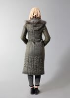 Tesettür giyim HAKİ KAPÜŞONLU ŞİŞME KABAN 9361