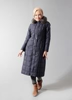 Tesettür giyim LACİVERT KAPÜŞONLU KEMERLİ ŞİŞME KABAN 9376 