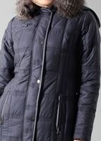 Tesettür giyim LACİVERT KAPÜŞONLU KEMERLİ ŞİŞME KABAN 9376 