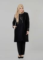 Hijab clothing BLACK ZIPPED COAT 9406