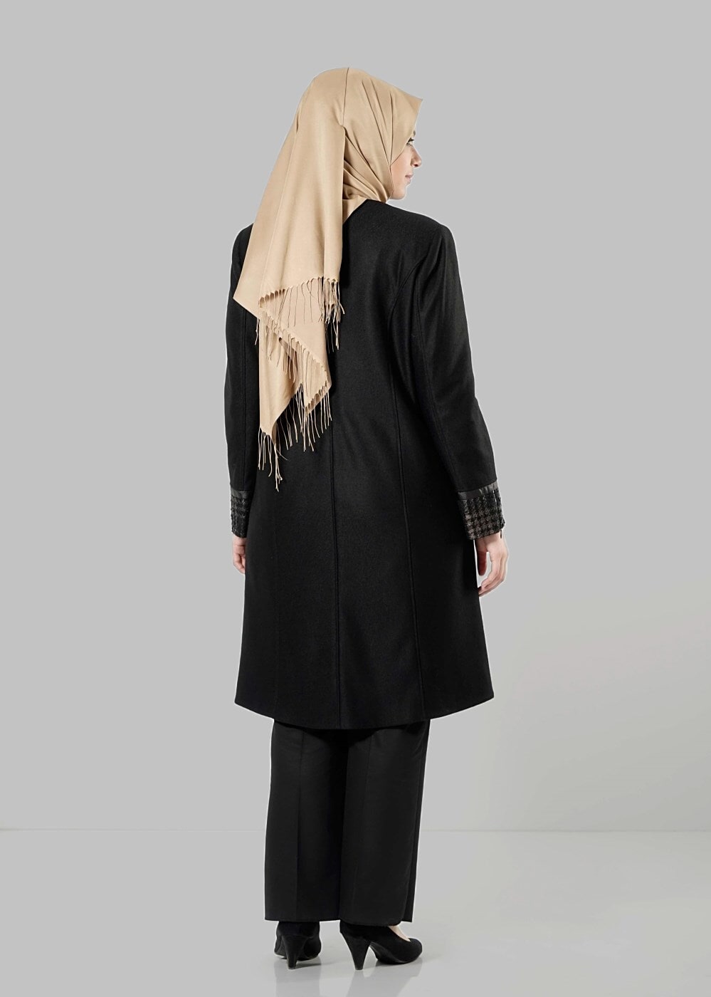 Hijab clothing BLACK ZIPPED COAT 9406