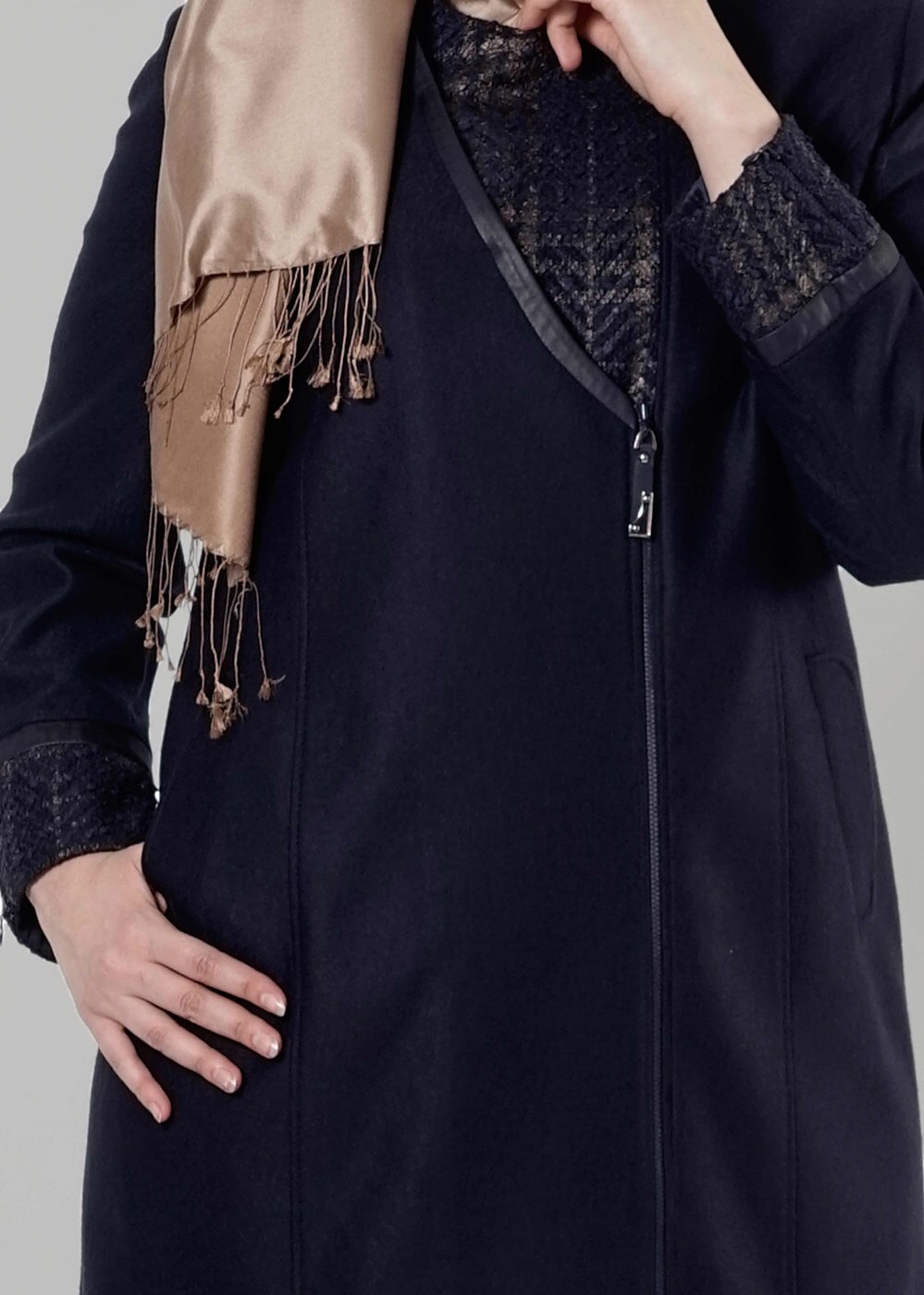 Vêtements hijab BLEU MARINE CABAN ZIPPÉ 9406 