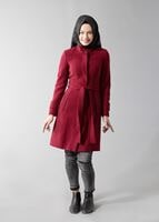 Tesettür giyim BORDO CEPLİ KEMERLİ KABAN 9417