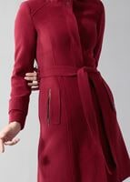 Tesettür giyim BORDO CEPLİ KEMERLİ KABAN 9417
