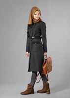 Tesettür giyim GRİ KEMERLİ CEPLİ KABAN 9429 