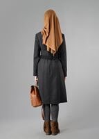 Tesettür giyim GRİ KEMERLİ CEPLİ KABAN 9429 