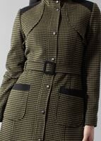 Tesettür giyim YEŞİL KEMERLİ KAZAYAĞI DESENLİ KABAN 9430