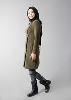 Tesettür giyim HAKİ KLASİK CEPLİ KABAN 9432