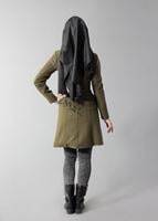 Tesettür giyim HAKİ KLASİK CEPLİ KABAN 9432