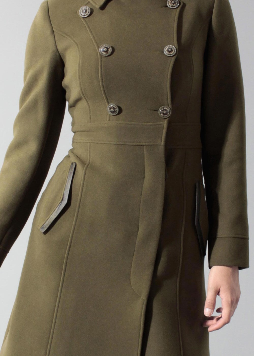 Tesettür giyim HAKİ KLASİK CEPLİ KABAN 9432