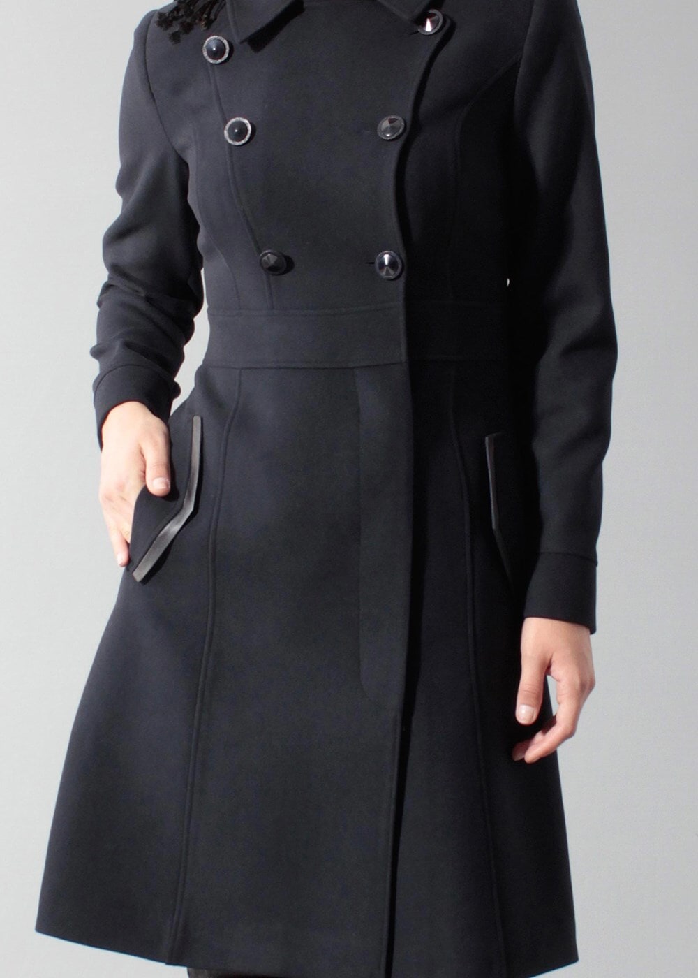 Tesettür giyim LACİVERT KLASİK CEPLİ KABAN 9432