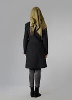 Tesettür giyim SİYAH SİVRİ YAKA KEMERLİ KABAN 9435