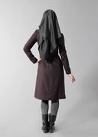 Tesettür giyim SİYAH YAKASI DÜĞMELİ BAĞCIKLI KABAN 9437 