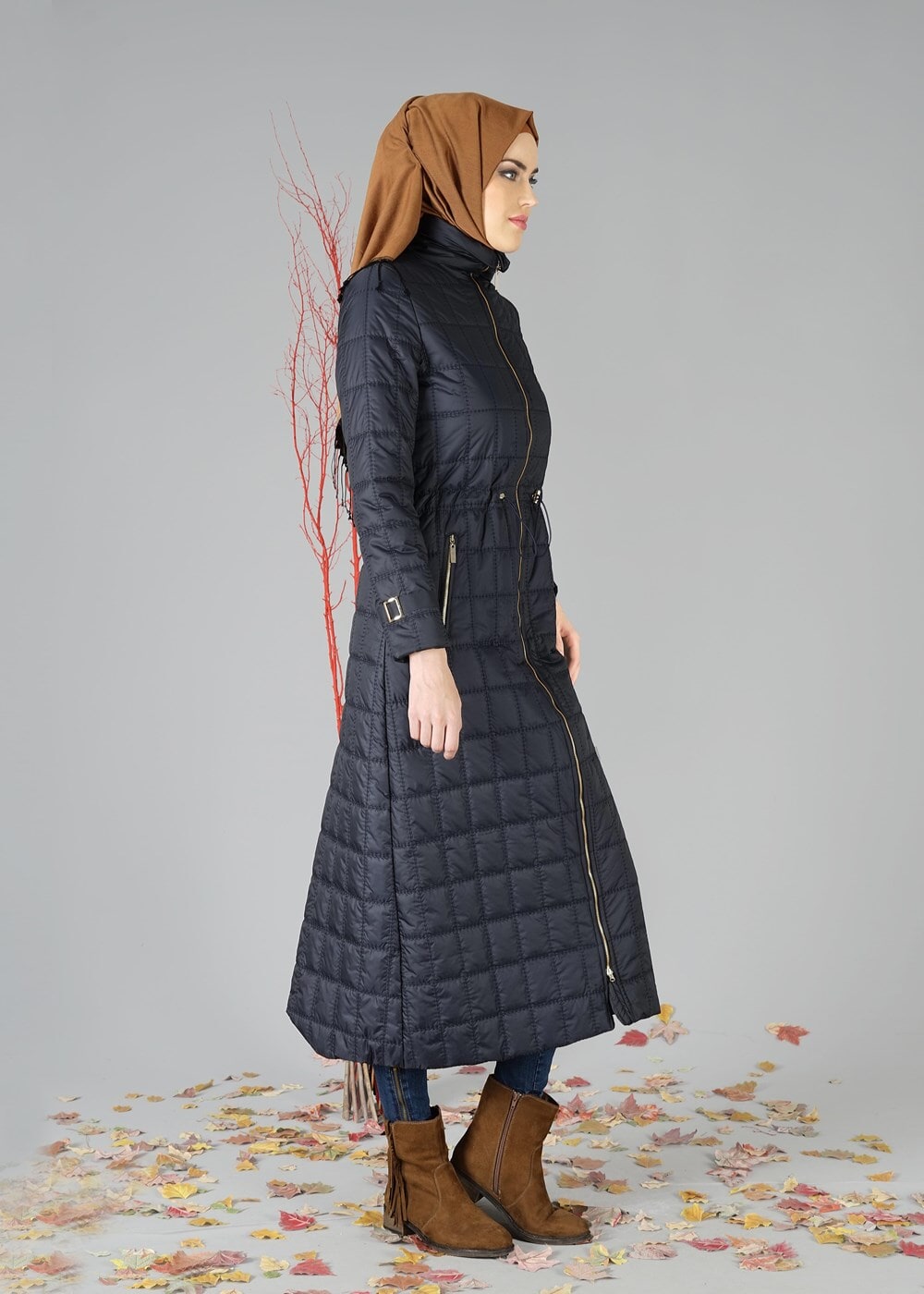 Tesettür giyim LACİVERT KAPİTONE ŞİŞME MONT 56653