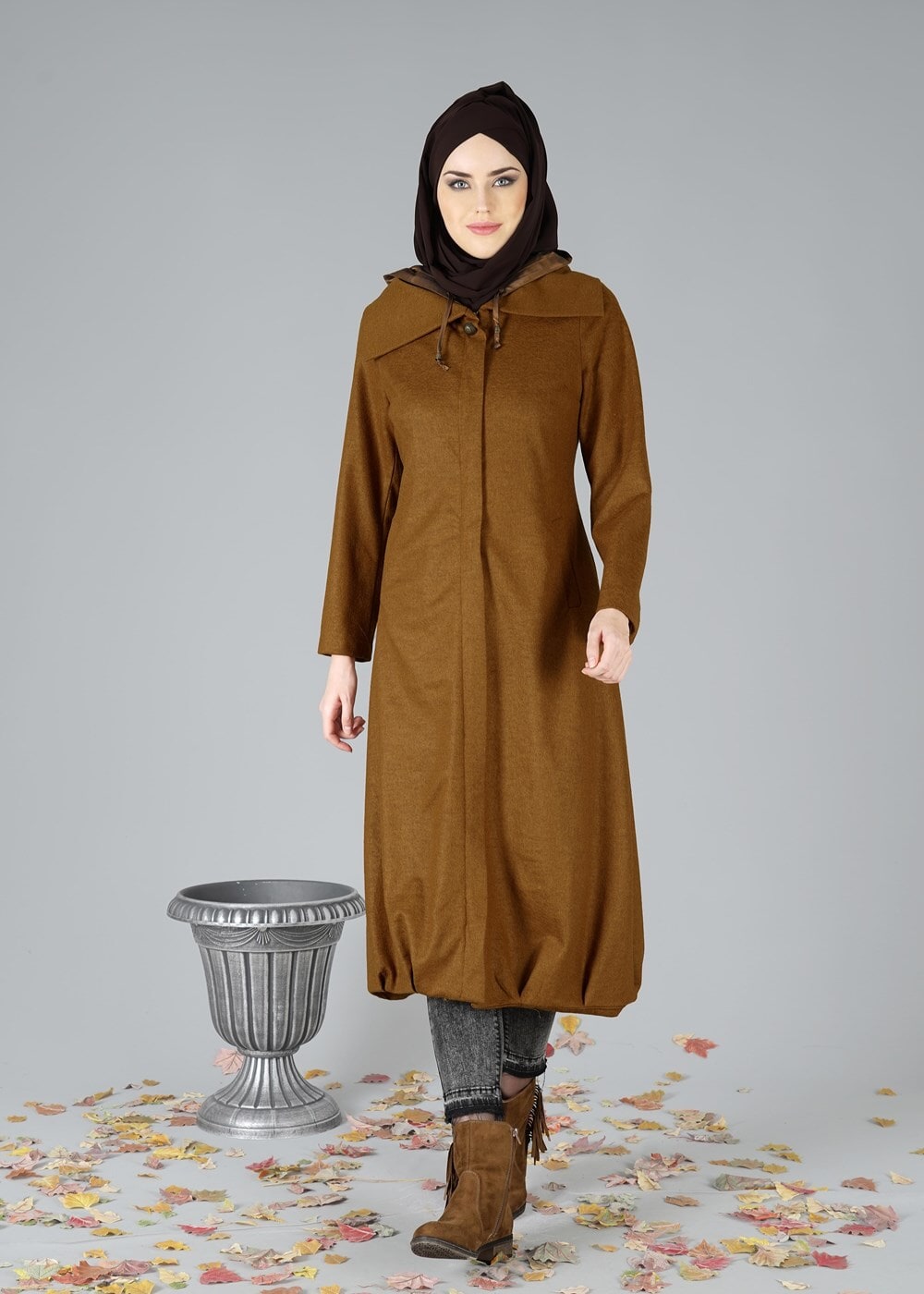 Hijab clothing TABA ZIPPED FELT COAT 2110