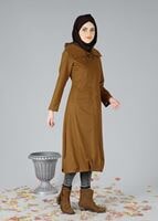 Tesettür giyim TABA FERMUARLI KEÇE KABAN 2110