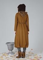 Tesettür giyim TABA FERMUARLI KEÇE KABAN 2110