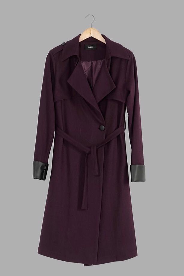 Tesettür giyim  KUŞAKLI KEÇE KABAN 3466 - TRENDTESETTÜR