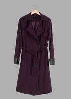 Vêtements hijab POURPRE CABAN DE FEUTRE AVEC CEINTURE  3466 