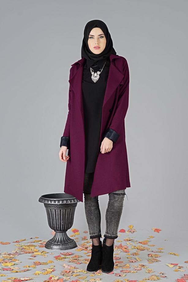 Vêtements hijab  BELTED FELT COAT 3466  - TRENDTESETTÜR