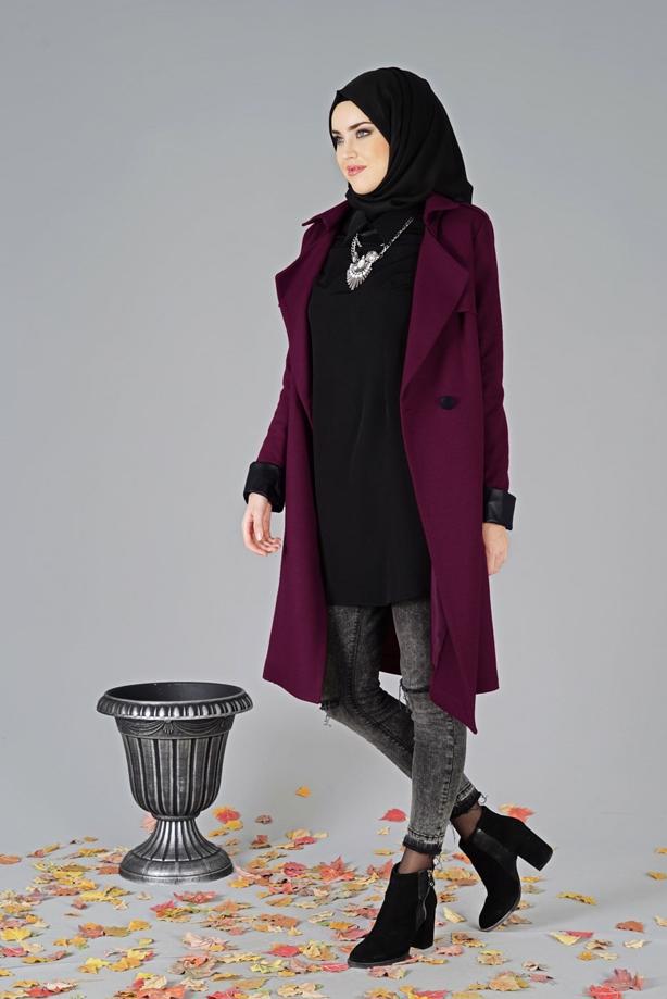 Vêtements hijab  BELTED FELT COAT 3466  - TRENDTESETTÜR