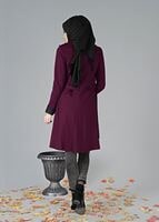 Vêtements hijab ROUGE BORDEAUX CABAN DE FEUTRE AVEC CEINTURE  3466 