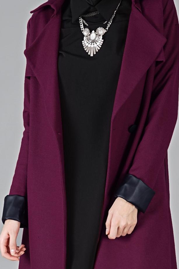 Tesettür giyim  KUŞAKLI KEÇE KABAN 3466 - TRENDTESETTÜR