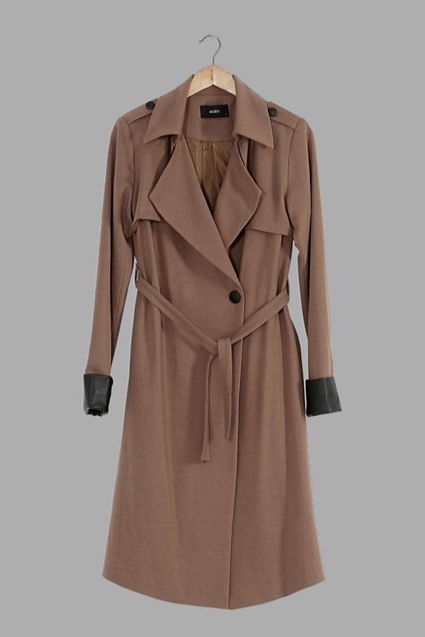 Tesettür giyim  KUŞAKLI KEÇE KABAN 3466 - TRENDTESETTÜR