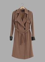 Tesettür giyim KAHVE KUŞAKLI KEÇE KABAN 3466