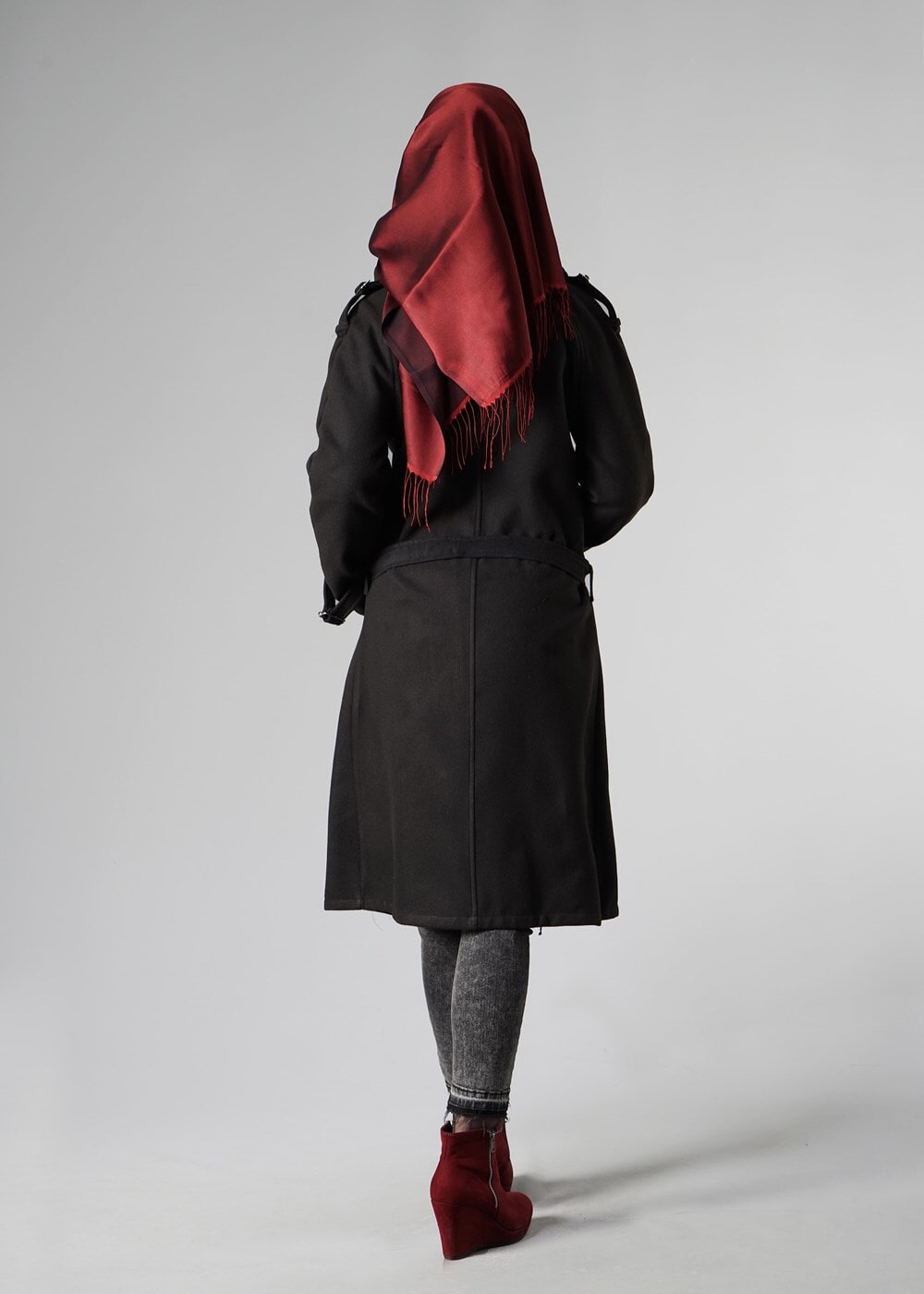 Hijab clothing BLACK LONG WALKER COAT 6534