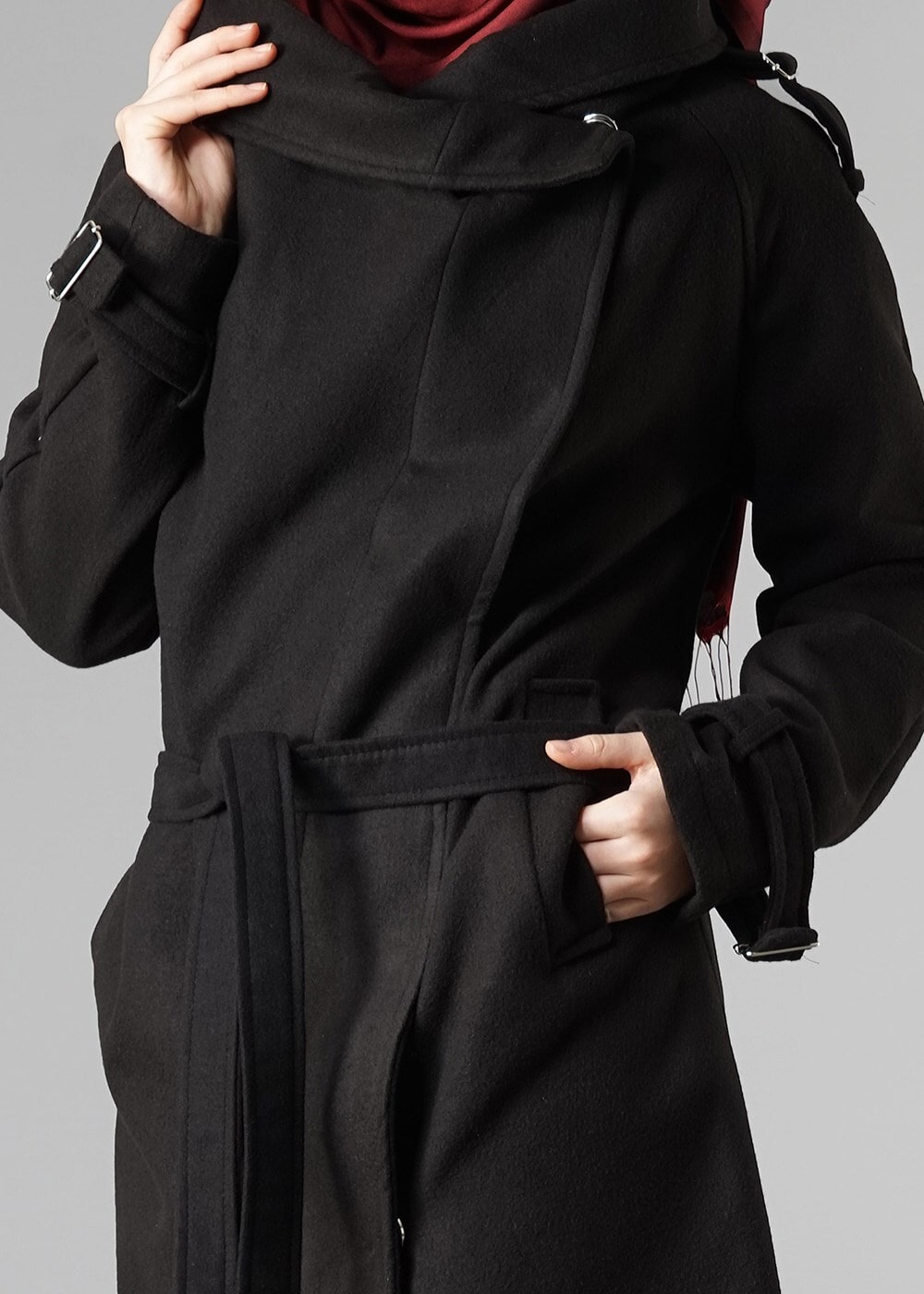 Hijab clothing BLACK LONG WALKER COAT 6534