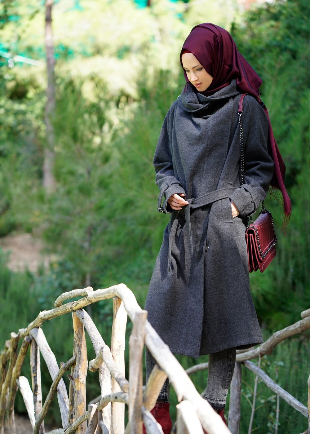 Hijab clothing GREY LONG WALKER COAT 6534