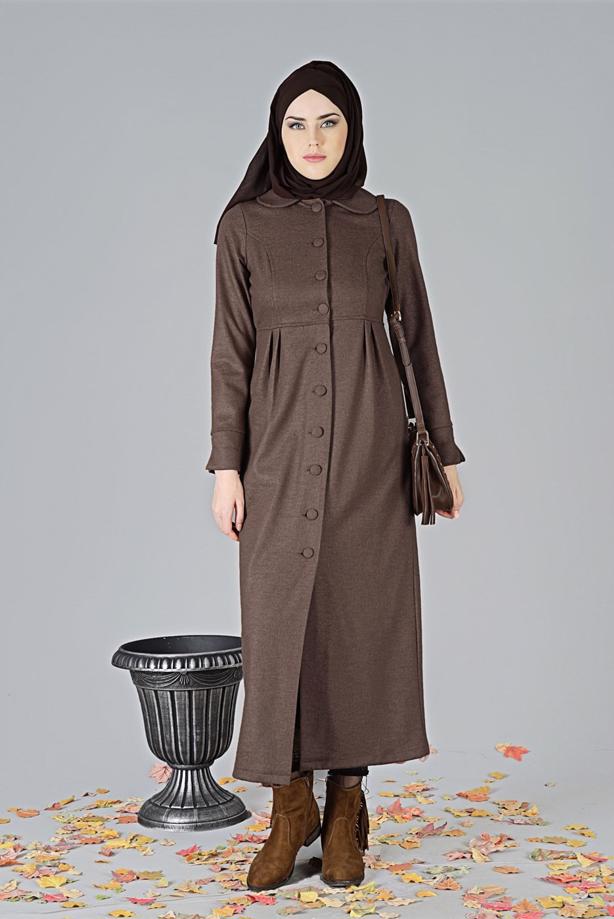 Vêtements hijab  PETER PAN COLLAR BUTTONED COAT 9011 - TRENDTESETTÜR