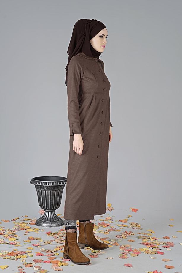Vêtements hijab  PETER PAN COLLAR BUTTONED COAT 9011 - TRENDTESETTÜR