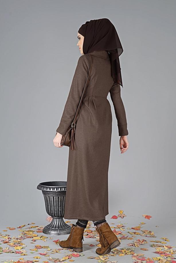 Vêtements hijab  PETER PAN COLLAR BUTTONED COAT 9011 - TRENDTESETTÜR