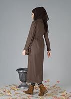 Vêtements hijab BRUN CABAN À COL CLAUDINE À BOUTONNÉ 9011 