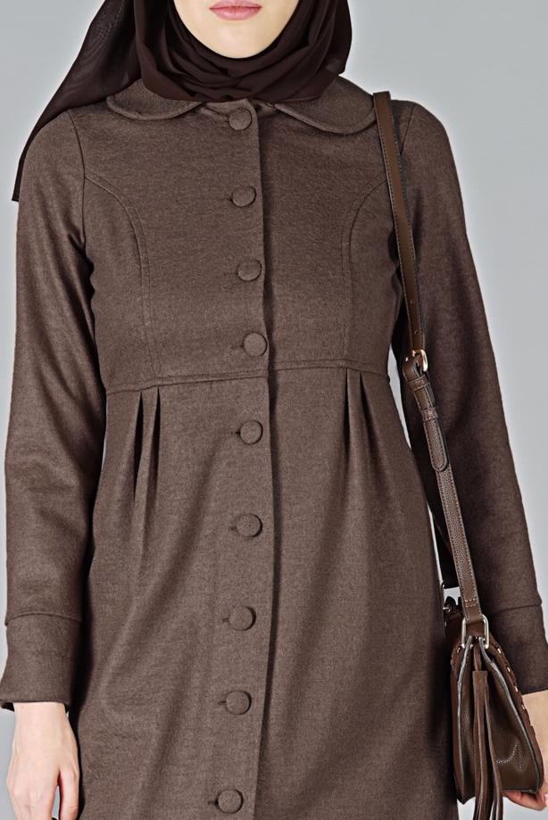 Vêtements hijab  PETER PAN COLLAR BUTTONED COAT 9011 - TRENDTESETTÜR