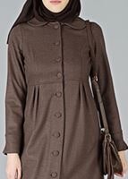 Vêtements hijab BRUN CABAN À COL CLAUDINE À BOUTONNÉ 9011 