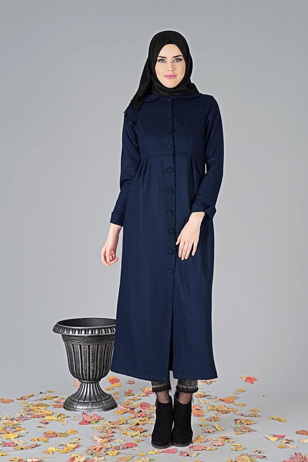 Vêtements hijab  PETER PAN COLLAR BUTTONED COAT 9011 - TRENDTESETTÜR