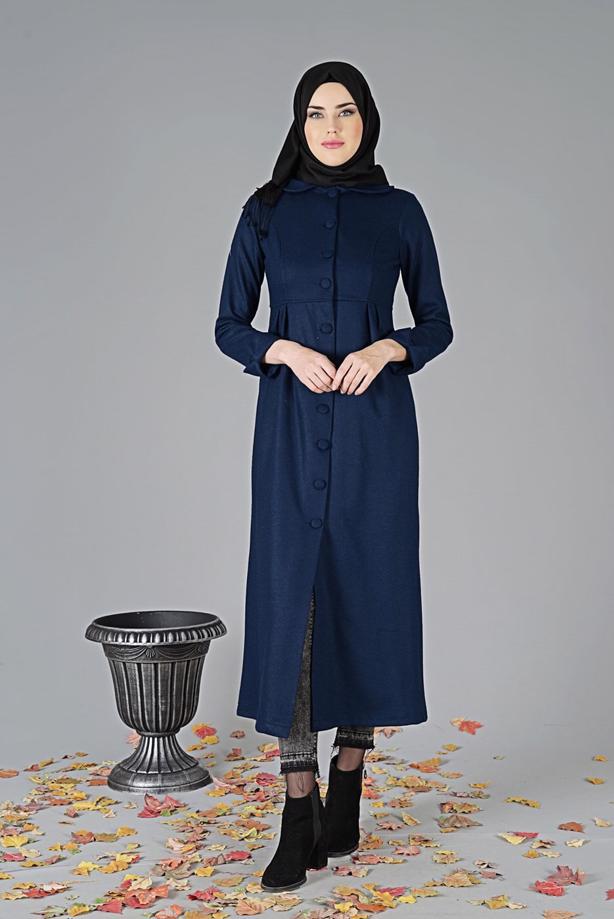 Vêtements hijab  PETER PAN COLLAR BUTTONED COAT 9011 - TRENDTESETTÜR