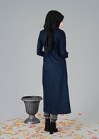 Vêtements hijab BLEU MARINE CABAN À COL CLAUDINE À BOUTONNÉ 9011 
