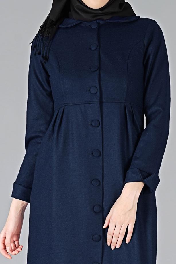 Vêtements hijab  PETER PAN COLLAR BUTTONED COAT 9011 - TRENDTESETTÜR