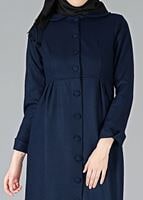 Vêtements hijab BLEU MARINE CABAN À COL CLAUDINE À BOUTONNÉ 9011 
