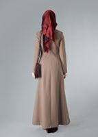 Tesettür giyim KAHVE BALIKÇI YAKA DÜĞMELİ MANTO 9311